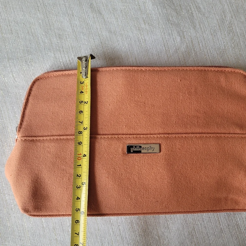 Philosophy Coral Canvas Cosmetic Pouch with Metal Logo